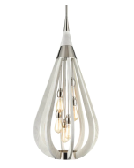 LARGE 6XE27 POLISHED NICKEL & TAUPE FINISHED WOOD BONITO8 Cla lighting