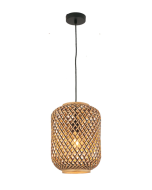 CESTA Cylinder Brown/Natural Bamboo Cage Pendant Light-CESTA1