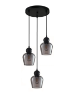 CHAMPAN Smokey Black Ellipse Multiple Round Base Pendant 3 Lights-CHAMPAN2X3R