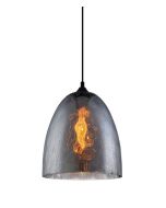 PENDANT ES 72W Smoke BLK Glass ELLIPSE with raindrop effect CHUVA3 Cla Lighting