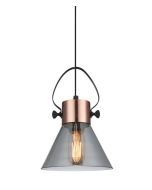 PENDANT ES 60W Copper Plate with smoke Glass FUMOSO1 Cla Lighting