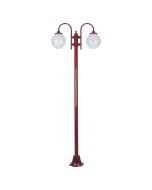 Lisbon Twin Spheres Curved Arms Plain Post Light Burgundy - 15790	