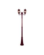 Vienna Twin Head Curved Arms Tall Post Light Burgundy - 15970	