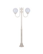 Lisbon Twin Head 25cm Sphere Curved Arm Medium Post Light Beige - 15710	