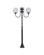 Lisbon Twin Head 25cm Sphere Curved Arm Medium Post Light Black - 15711	