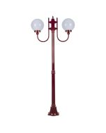 Lisbon Twin Head 25cm Sphere Curved Arm Medium Post Light Burgundy - 15712