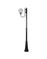 Lisbon 25cm Sphere Curved Arm Tall Post Light Black - 15723	