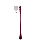 Lisbon 30cm Sphere Curved Arm Tall Post Light Burgundy - 15730	