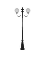 Lisbon Twin 25cm Sphere Curved Arms Tall Post Light Black - 15735	