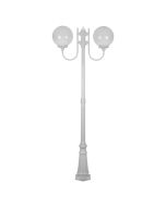 Lisbon Twin 30cm Sphere Curved Arms Tall Post Light White - 15745	