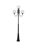 Lisbon Triple 25cm Spheres Curved Arms Tall Post Light Black - 15747	