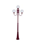 Lisbon Triple 25cm Spheres Curved Arms Tall Post Light Burgundy - 15748	