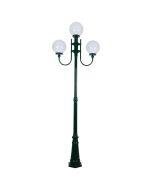 Lisbon Triple 25cm Spheres Curved Arms Tall Post Light Green - 15749