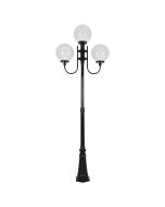 Lisbon Triple 30cm Spheres Curved Arms Tall Post Light Black - 15753	