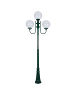 Lisbon Triple 30cm Spheres Curved Arms Tall Post Light Green - 15755