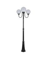 Lisbon Triple 25cm Spheres Curved Arms Tall Post Light Black - 15759	