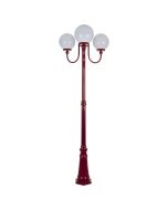 Lisbon Triple 25cm Spheres Curved Arms Tall Post Light Burgundy - 15760	