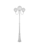 Lisbon Triple 25cm Spheres Curved Arms Tall Post Light White - 15763	