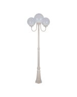 Lisbon Triple 30cm Spheres Curved Arms Tall Post Light Beige - 15764