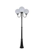 Lisbon Triple 30cm Spheres Curved Arms Tall Post Light Black - 15765