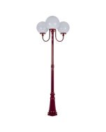 Lisbon Triple 30cm Spheres Curved Arms Tall Post Light Burgundy - 15766	