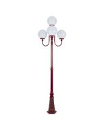 Lisbon Four 25cm Spheres Curved Arms Tall Post Light Burgundy - 15772