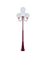 Lisbon Four 30cm Spheres Curved Arms Tall Post Light Burgundy - 15778