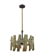 HOPI Large Drum Weathered Grey Wood Pendant Light HOPI01