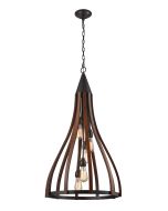 KHALEESI Oak Dark Red Wood 5 Light Large Pendant - KHALEESI3