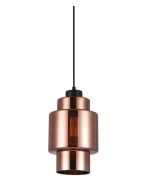  PENDANT ES 72W Copper coloured Glass with Silver internal Dble Cylinder  WTY LAMINA3 CLA Lighting 