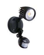 Fortress II 15W LED Single Exterior Security Light With PIR Sensor Matt Black / Tri-Colour - MLXF3451MS