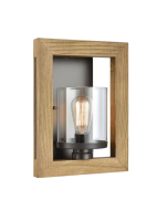 METI Wood Frame Clear Glass Shade Interior Wall Light METI03W