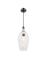 Mercator Lighting Belmont 1Lt E27 Max 25W Pendant Clear Glass shade with Black Chrome metalware MG2331CLR