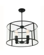 Liverpool 4 Light Round Pendent (MG6124) Sand Black Metalware with Clear Glass Mercator Lighting