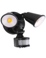 Defender Double Spot LED Outdoor Flood Light 2 x 10w Tricolour Sensor Matt Black - MLXD3452MS