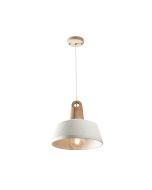 Morrissey 1Light Pendent Large E27 60W Oak/White Creamic (MG6031L) Mercator Lighting