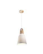 Morrissey 1Light Pendent Small E27 40W Oak/White Creamic (MG6031S) Mercator Lighting