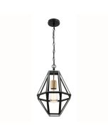 Prisma E27 1 Light Pendent (MP4421) Matt Black with Brushed Brass Lampholders Mercator Lighting