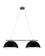 Double Retro Modern Shade Pendant Black, Chrome 75W MS2400-BLWH Superlux