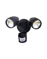 Muro 30 Watt Twin Head LED Spotlight with Sensor Black / Tri Colour - 25062