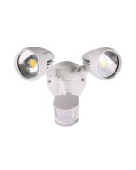 Muro 30 Watt Twin Head LED Spotlight with Sensor White / Tri Colour - 25064	