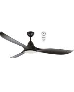 Wave 1520mm 3 ABS Blade DC Remote Control Ceiling Fan with 18w Tricolour LED Light Matt Black - MWF1633MMR