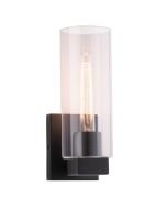 MERCATOR WaverlyWall Lamp with Clear Glass Shade - Matt Black - E27 MWL003BLK