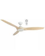 Newport 56" Ceiling Fan with CCT LED Light In White with Oak Blade MNF1433WOR