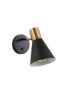 NORBERT WALL LIGHT w/ SWITCH BK/SATIN BRASS OL56213SB