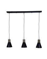 COMO 3 LIGHT ANTIQUE BRASS & BLACK PENDANT - OL67513AB