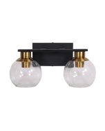 CLAYTON TWIN WALL LIGHT BLACK/BRASS/CLEAR OL69389/2BR