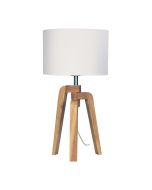 LUND TABLE LAMP Scandi Inspired Timber Tripod Lamp with Shade - OL93521WH