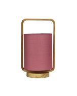 LUCIA TABLE LAMP WOOD / BLUSH SHADE - OL93611PK