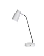 RIK DESK LAMP White/ Brushed Chrome Table lamp with USB socket - OL93911BC